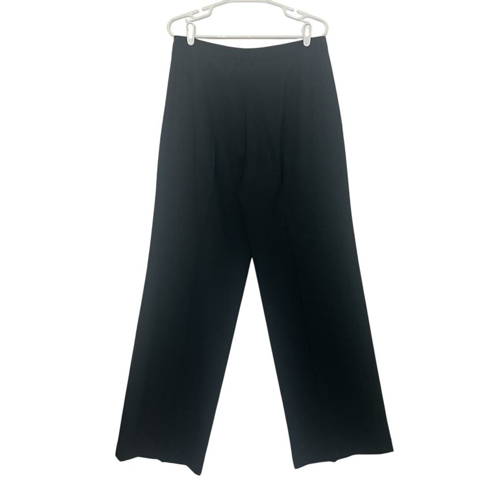 Elie Tahari Women’s Black Wide Leg Dress Pants Size 14 Wool Blend Zipper Pockets